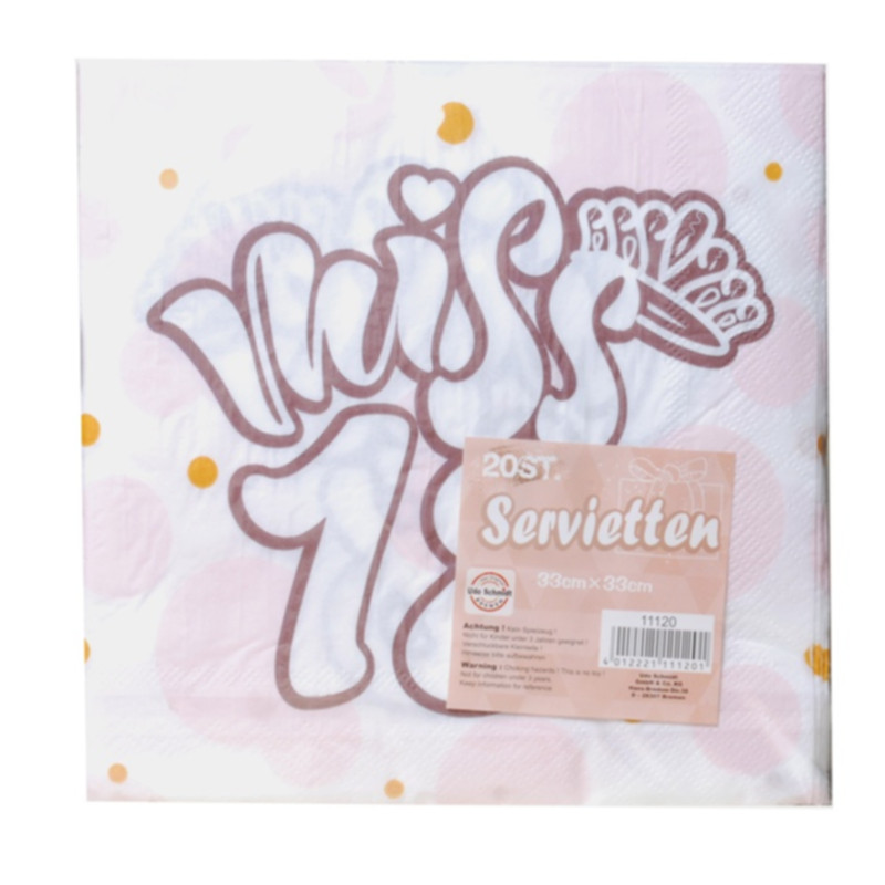 Udo Schmidt Servietten Miss 18 roségold 20-tlg aus Papier elegante Tischdekoration für den 18. Geburtstag